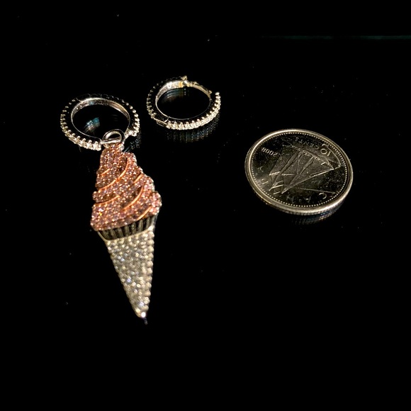 APM Silver Asymmetrical Ice-cream Dangling Earrings - Picture 2 of 2